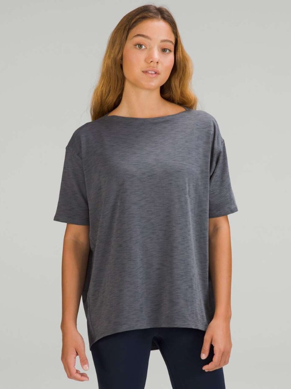 Lululemon Back in Action Short Sleeve Shirt - 12 3 Color Space Dye Deep Coal